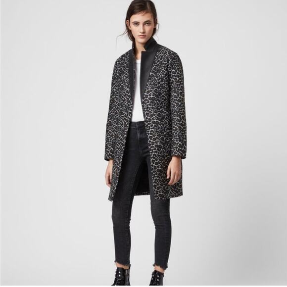 NWT All Saints Leni Leo Animal Print Coat - Picture 2 of 9